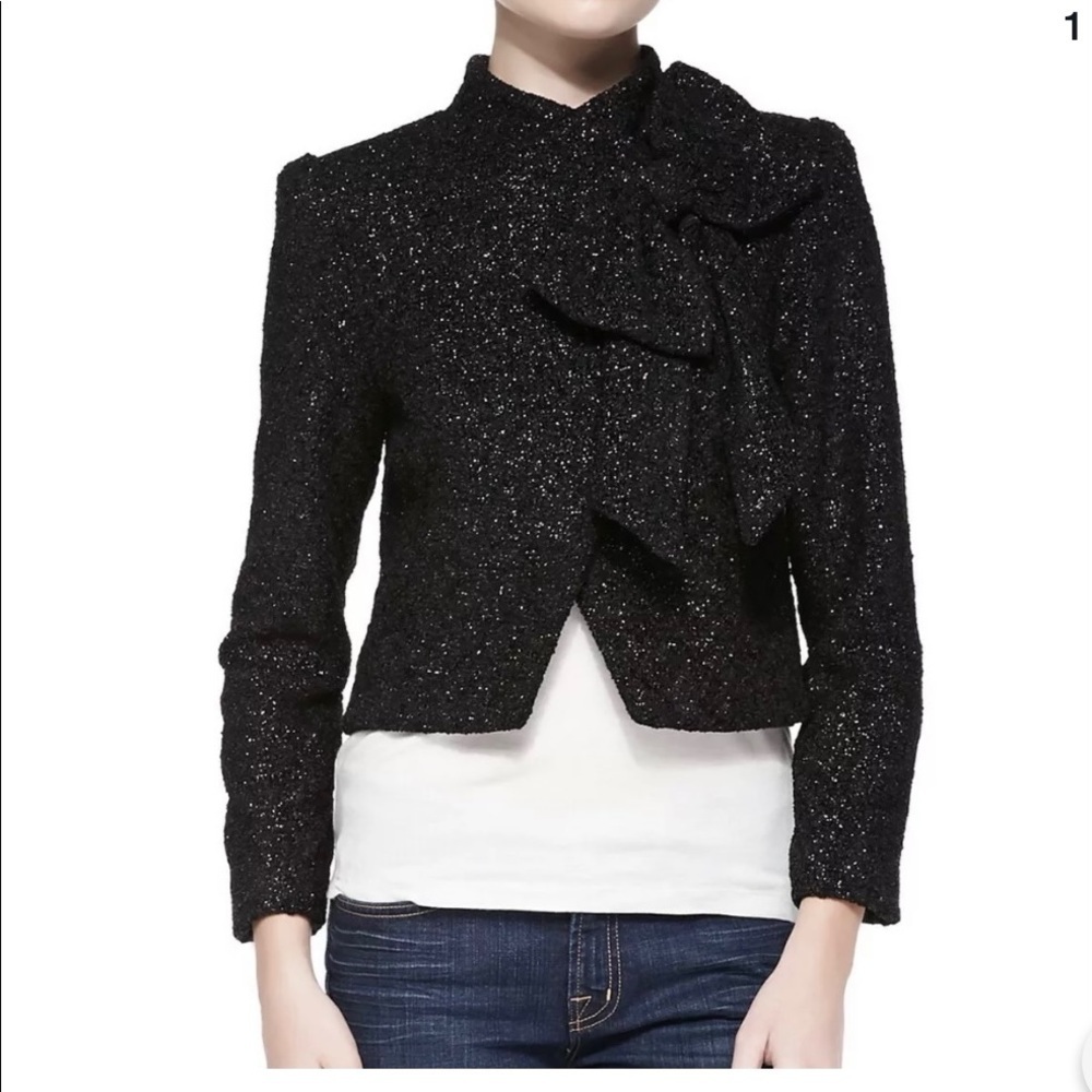 Alice+ Olivia Hope Black Metallic  Cropped Jacket